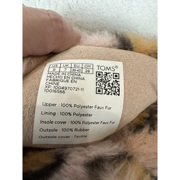 Toms Women's Susie Faux Fur Slip On Slippers Slides Pink Cheetah Sz 9 Cozy Soft - Picture 4 of 4